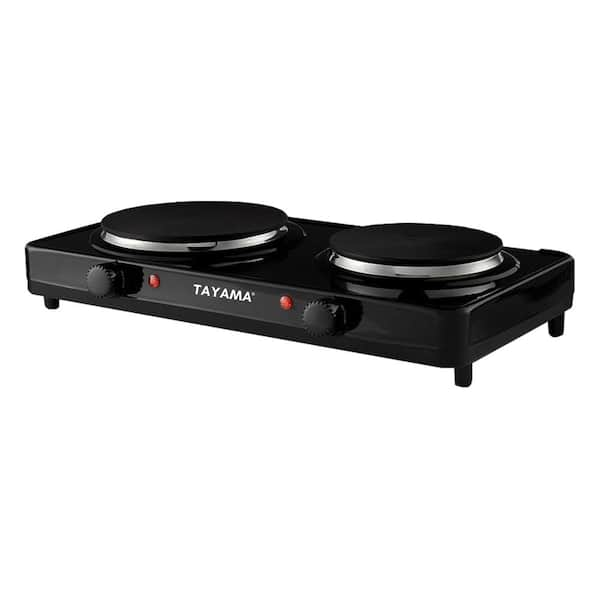 2-Burner 6.5 in. and 6 in. Dual Black Diecast Hot Plate with Temperature Controls