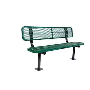 6 ft. Diamond Green Commercial Park Bench with Back Surface Mount