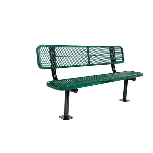 Ultra Play 6 ft. Diamond Green Commercial Park Bench with Back Surface Mount
