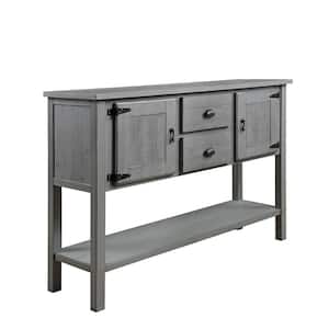 48.03 in. W x 13.87 in. D x 33.07 in. H Antique Gray Linen Cabinet Console Table with 2-Drawers and Bottom Shelf