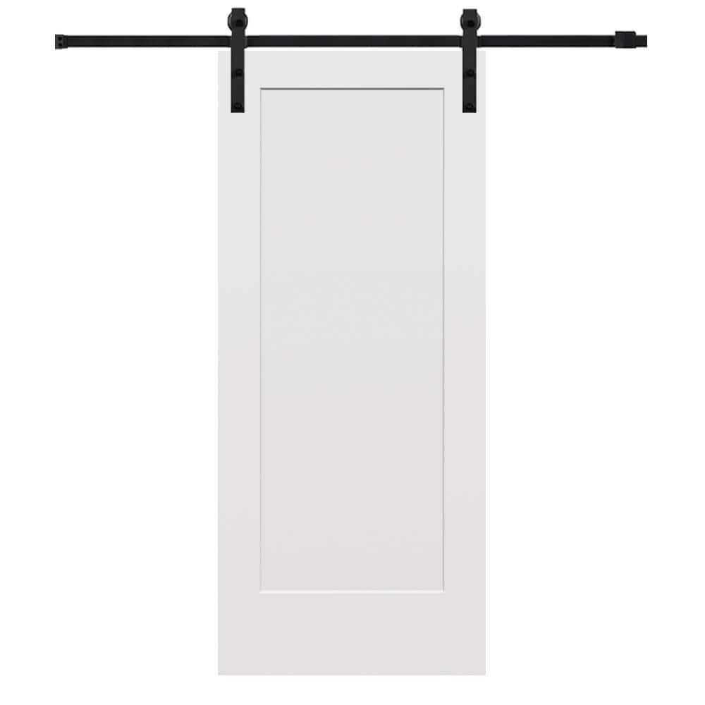 36 in. x 80 in. Smooth Madison Primed Composite Sliding Barn Door with Matte Black Hardware Kit price history on PriceWatchPro