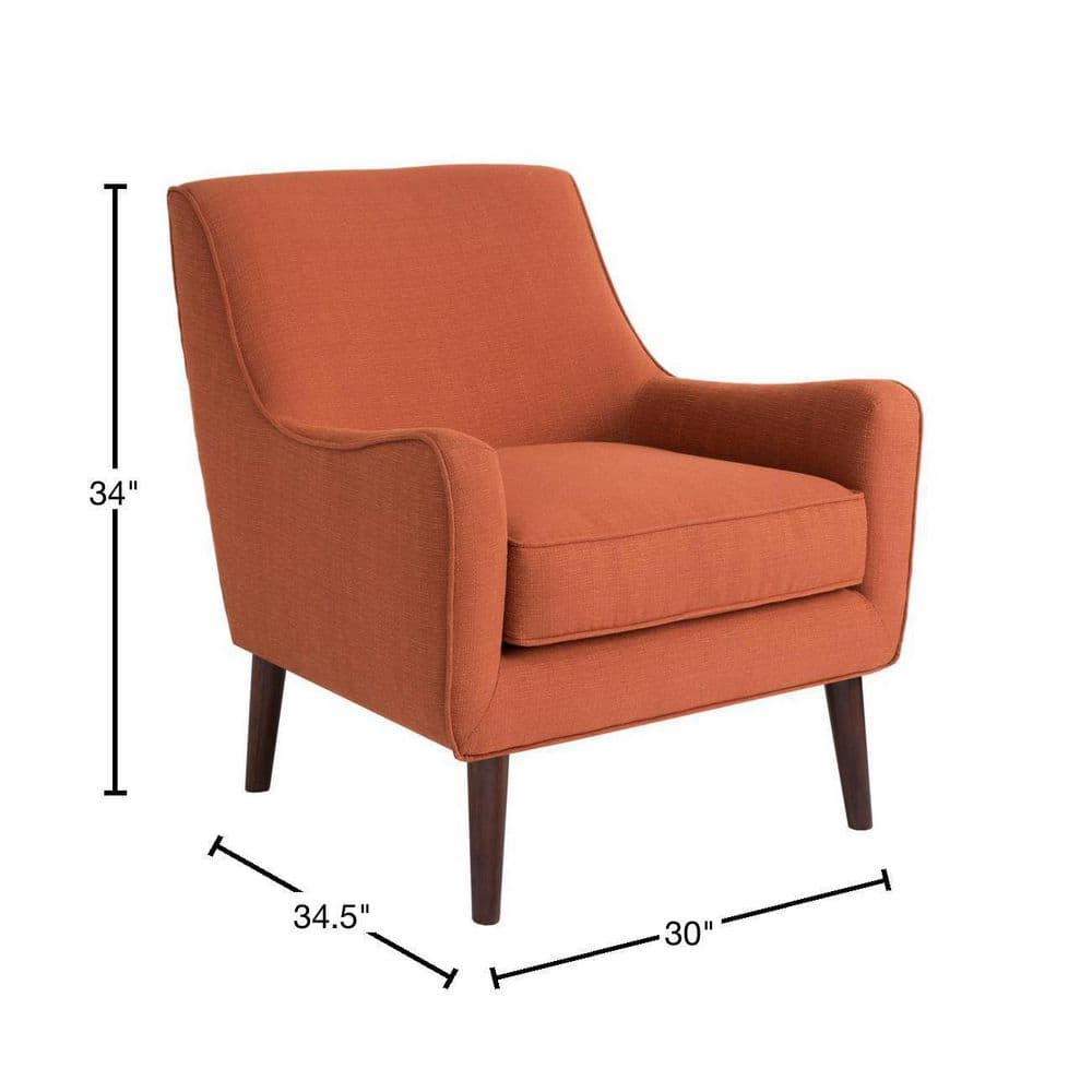 Burnt Orange Mid-Century Wooden Leg Accent Chair