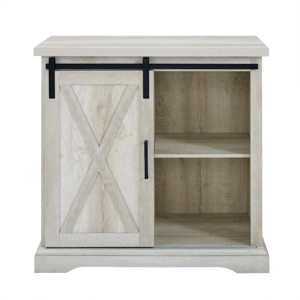 Walker Edison - 68” Modern Farmhouse Sliding Door Storage Cabinet - Brushed White