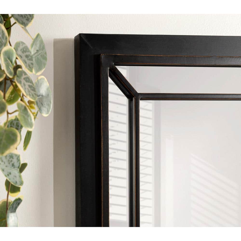 Audubon Black 40" Rectangular Wood Vanity Mirror