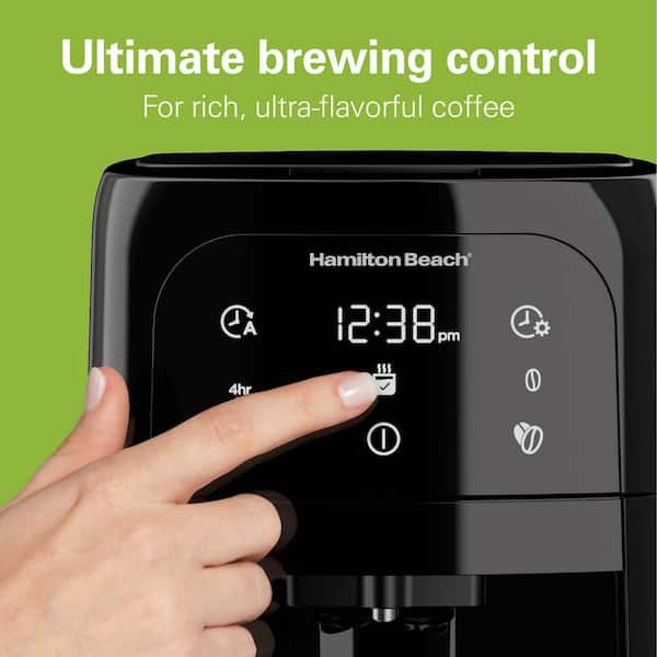 Hamilton Beach One Press Programmable Dispensing Drip Coffee Maker with 12  Cup Internal Brew Pot, Removable Water Reservoir, Black & Stainless Steel