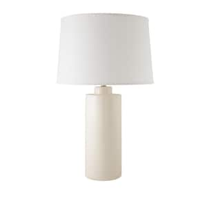 Cylinder 28 in. Gloss White Indoor Table Lamp