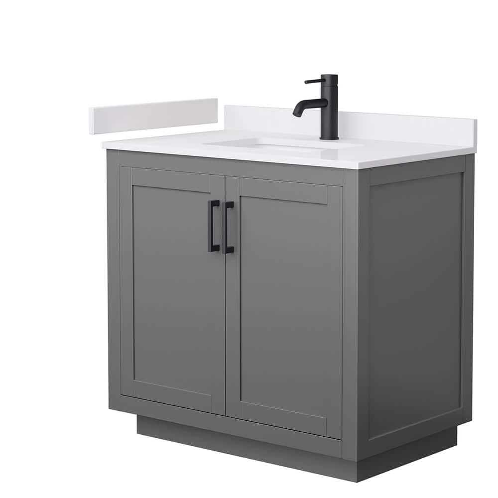 Miranda 36" Gray Freestanding Bathroom Vanity with Marble Top