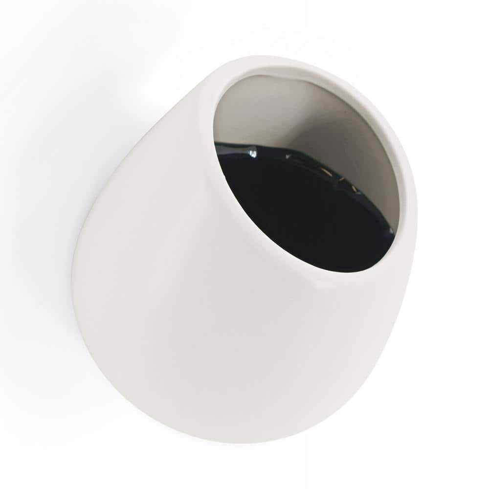 Round 3 1/2 in. x 4 in. White Ceramic Wall Planter