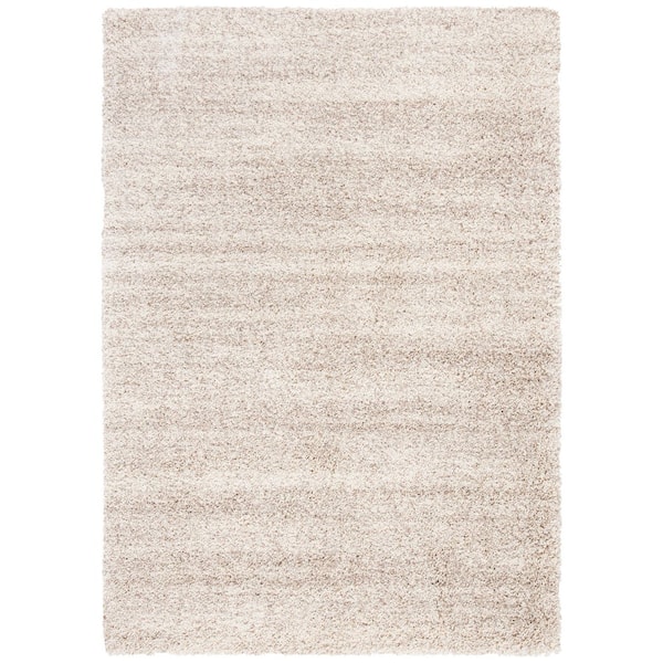 Hudson Shag 6 ft. x 9 ft. Ivory/Beige Solid Marle Area Rug