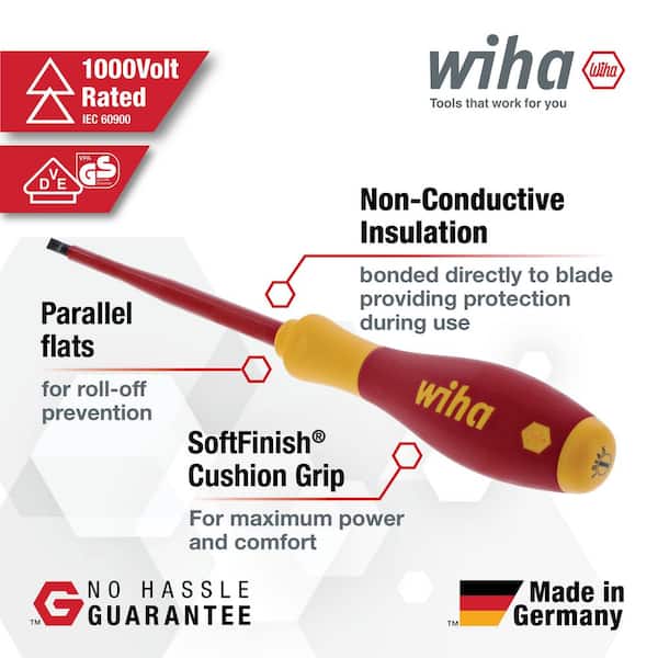 1000-Volt Insulated Soft Finish Screwdriver Set Includes Slotted, Phillips, Square Tip (7-Piece)