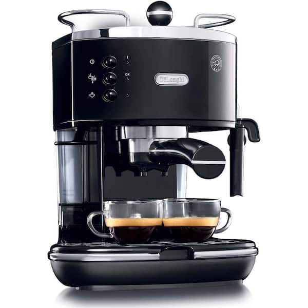 DeLonghi Icona Espresso 6-Cup Black Espresso Machine and Cappuccino Maker