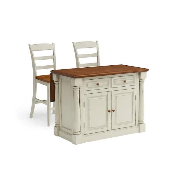HOMESTYLES Monarch White Kitchen Island With Seating