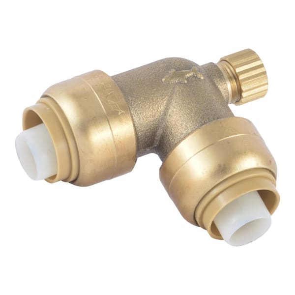 SharkBite 1/2 in. Brass 90-Degree Push-to-Connect Elbow Fitting with Drain
