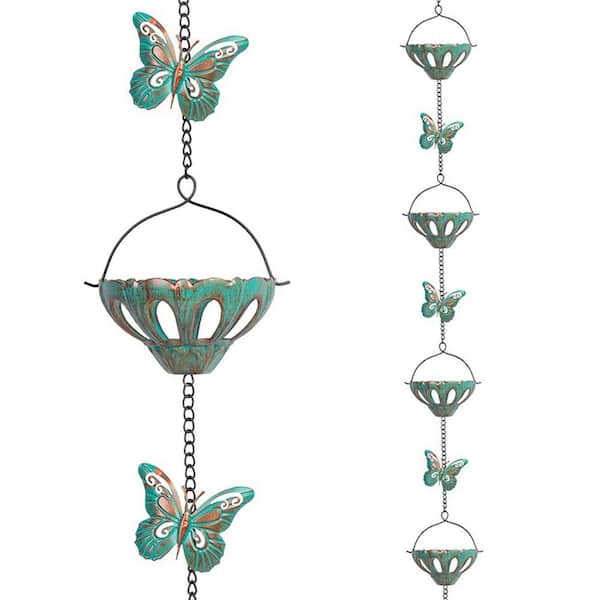 12 ft. Adjustable Rain Chains for Outside, Metal Rain Chain with Butterfly Decor
