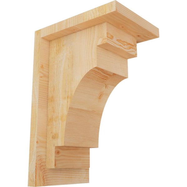 Ekena Millwork 6 in. x 8 in. x 12 in. Douglas Fir Mediterranean Rough Sawn Corbel with Backplate