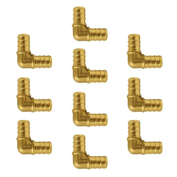 1/2 in. Brass PEX-B Barb 90 Elbow (10-Pack)