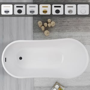 Clermont 59 in. Acrylic Freestanding Flatbottom Bathtub in White/Oil Rubbed Bronze