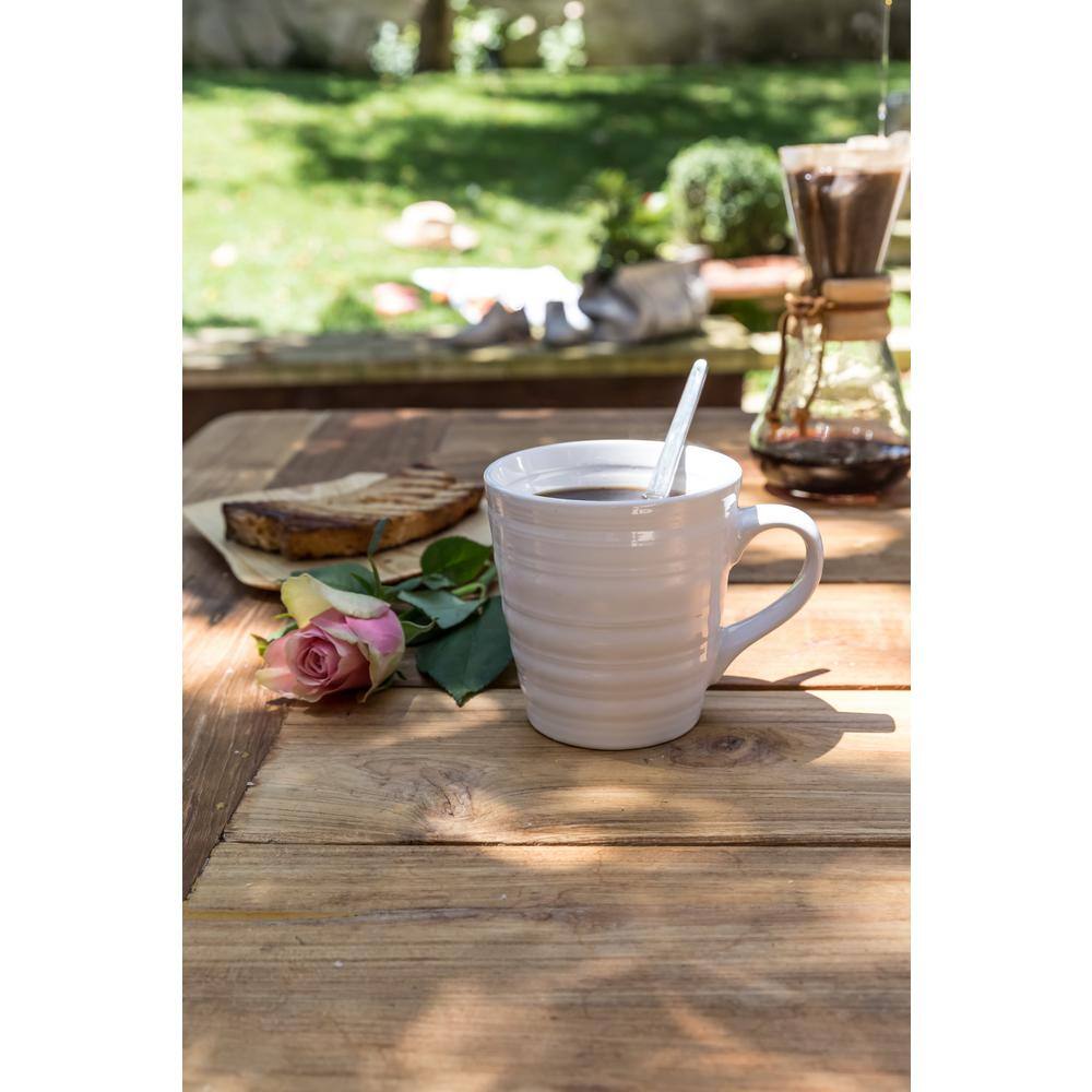 Over and Back 17 oz. Loop White Stoneware Mug (Set of 4)816439 The