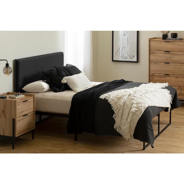 South Shore Mezzy Black Metal Frame Queen Panel Bed