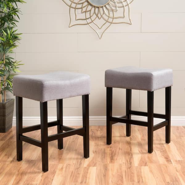 Lopez 25.75 in. Light Grey Fabric Backless Counter Stools (Set of 2)