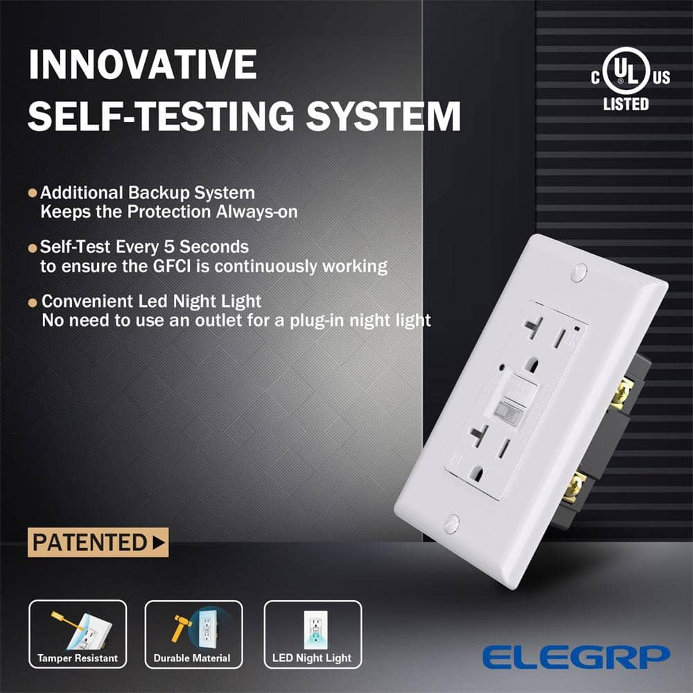 White Polycarbonate Tamper Resistant Duplex Outlet with Wall Plate and Indicator Light