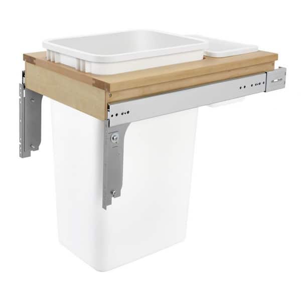 White 15 in. W Single 50 qt. Pull Out Top Mount Container, Full Hgt Cabinet