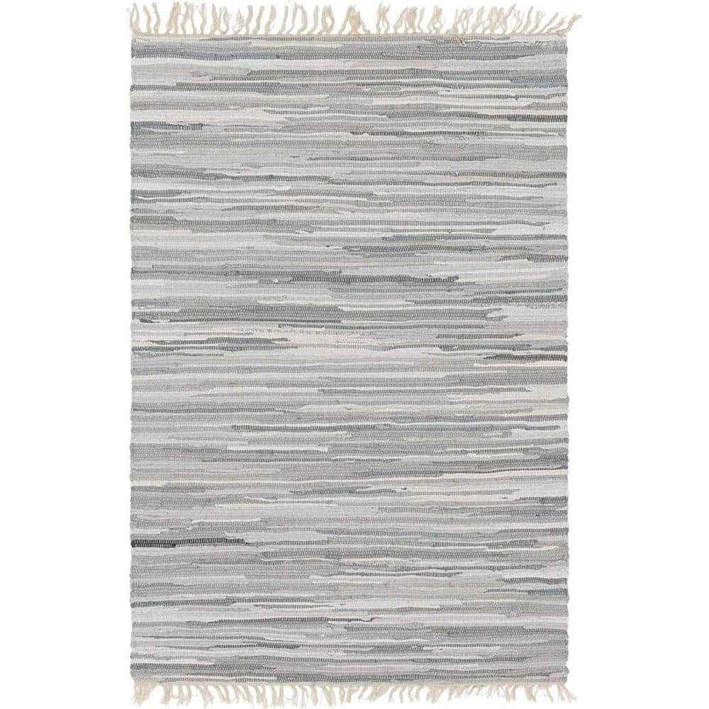 Gray Polypropylene 4 ft. x 6 ft. Striped Indoor Area Rug