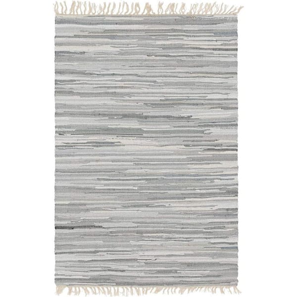 Unbranded Gray Polypropylene 4 ft. x 6 ft. Striped Indoor Area Rug
