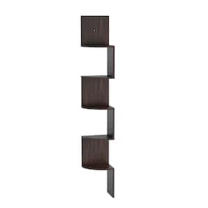 5-Tier Decorative Floating Corner Wall Shelves in Dark Brown