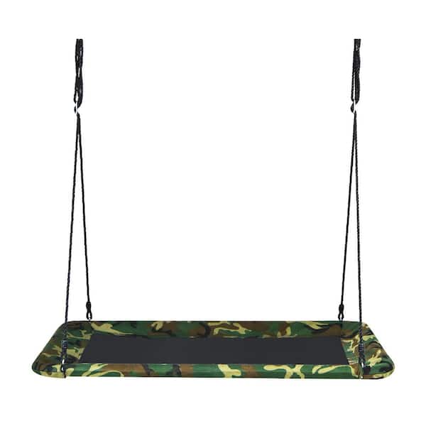 60 in. 700 lbs. Giant Platform Tree Web Swing Outdoor with 2 Hanging Strap Camo Green