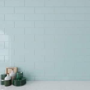 Baby Blue 4 in. x 12 in. x 8mm Glass Subway Tile (5 sq. ft./Case)