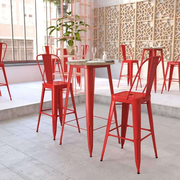 Carnegy Avenue Contemporary Red Plastic 24 in. 4 Leg Dining Table