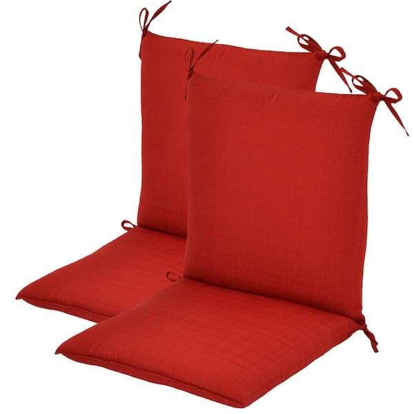 Hampton Bay Geranium Textured Mid Back Outdoor Chair Cushion (2-Pack)