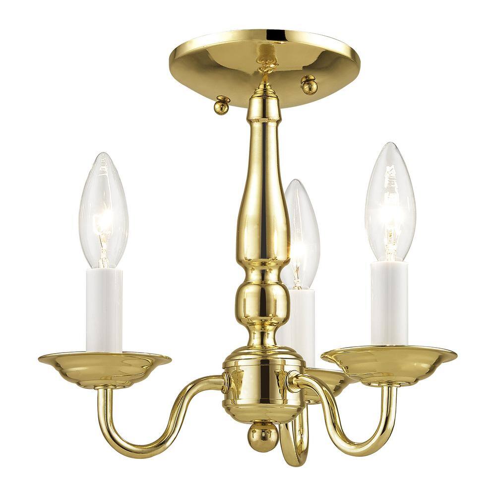 Williamsburgh 3-Light Polished Brass Mini Chandelier for Indoor/Outdoor