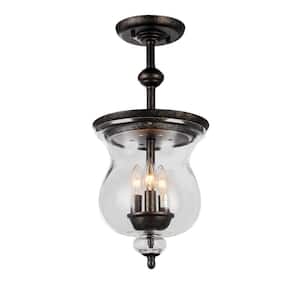12 in. 3-Light Indoor Madigan Oil-Rubbed Bronze Semi-Flush Mount with Light Kit