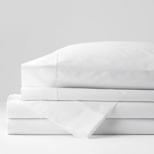 Classic Solid 4-Piece White 350-Thread Count Cotton Sateen King Sheet Set