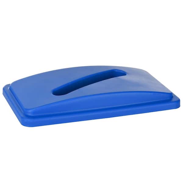 23 Gal. Blue Indoor Vented Commercial Trash Container Recycling Bin with Paper Lid and Dolly