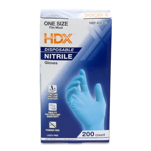 HDX Blue Disposable Nitrile Cleaning Gloves (200 Ct) 24175-16