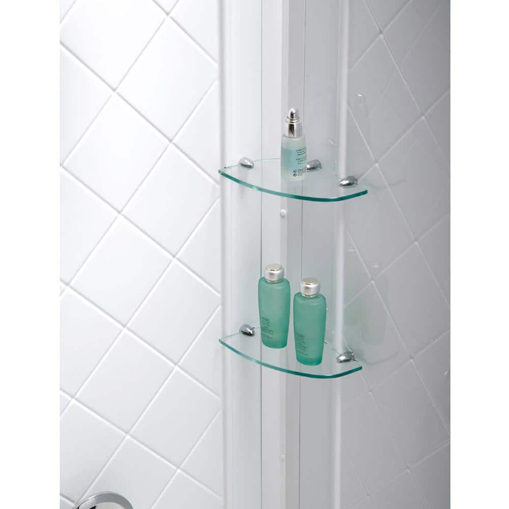 Matte Black Clear Glass Sliding Shower Kit with Left Drain