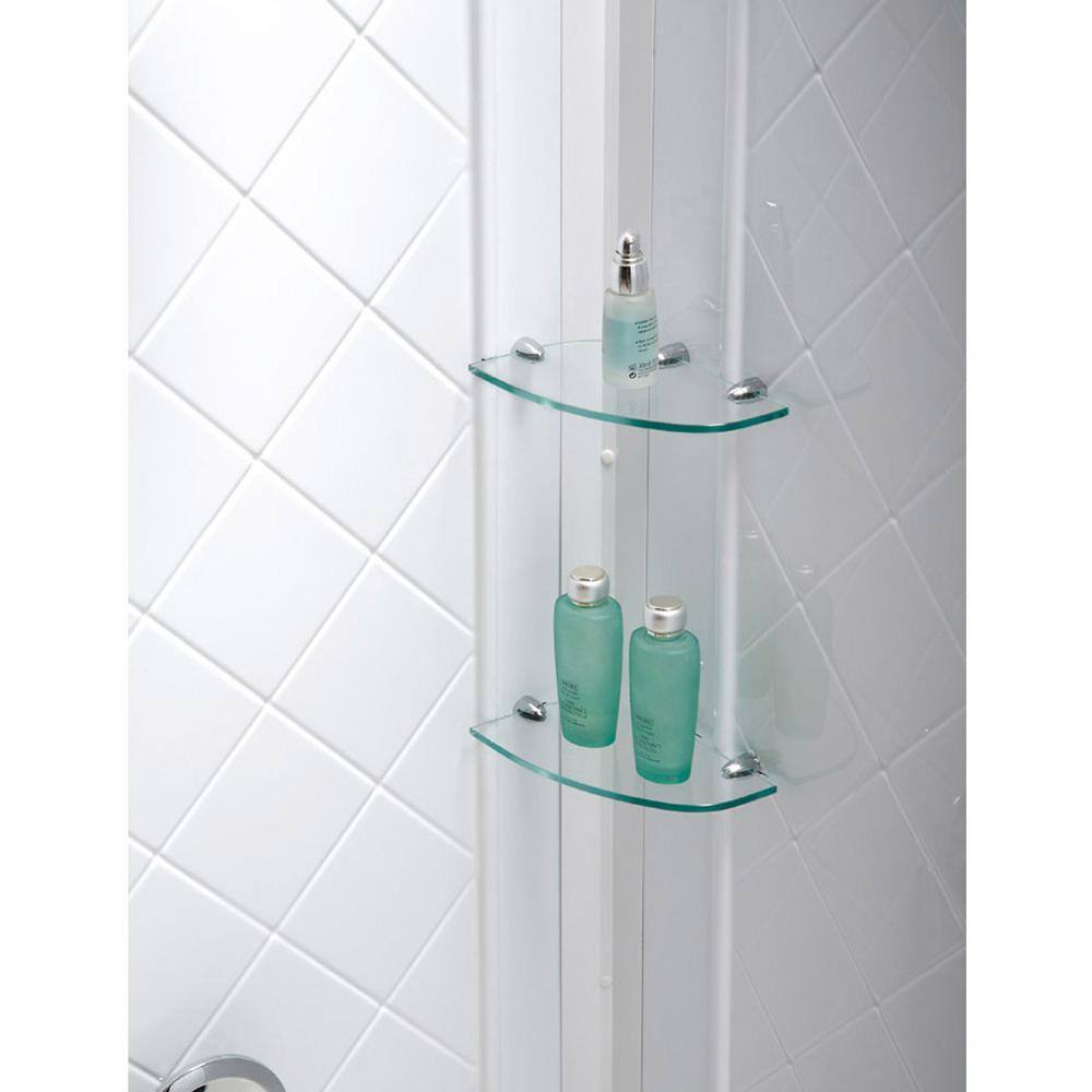 White Acrylic Square Alcove Shower Kit with Tile Pattern