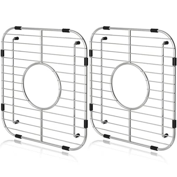 Sink Bottom Grid 2-Pack 1 in. H x 13.2 in. W x 11.6 in. D, Sink Protectors with Centered Drain for Kitchen Sink