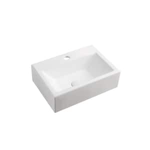 Wall-Mounted Rectangle Bathroom Sink in White