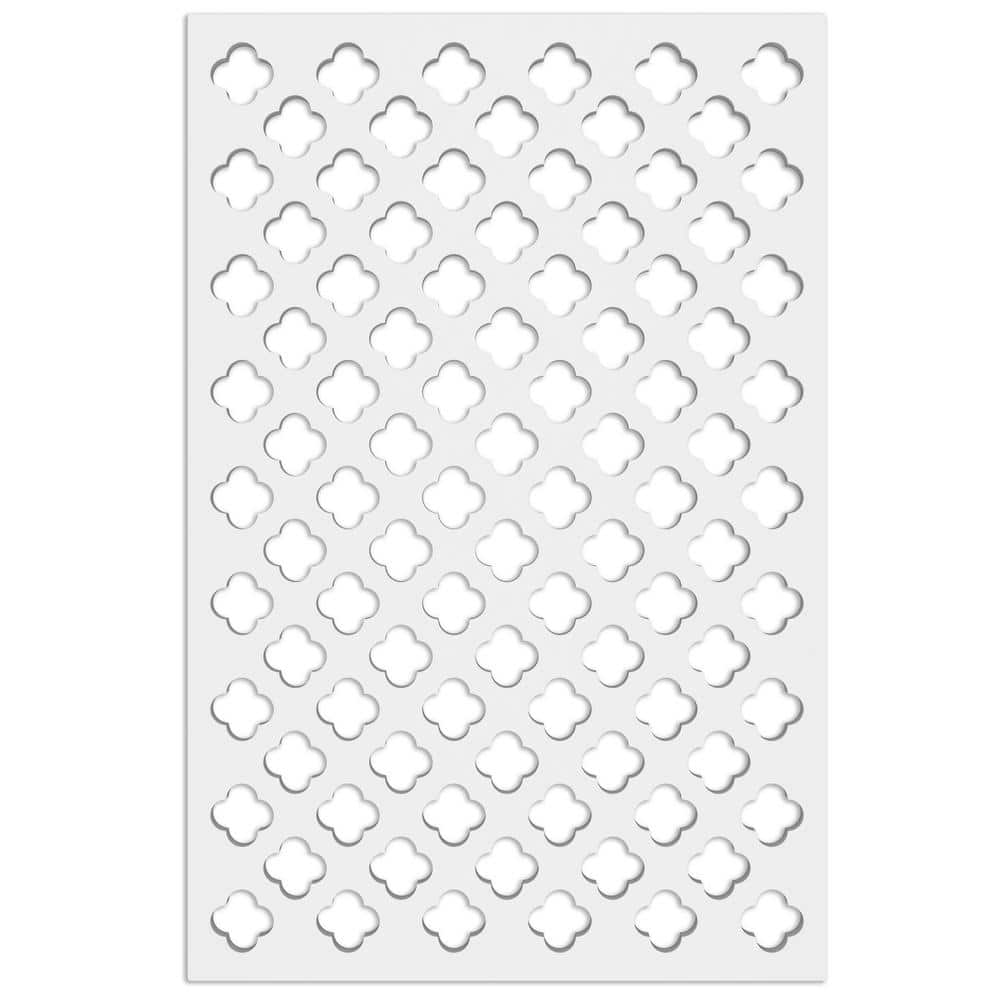 Clover 4 ft. x 32 in. White Vinyl Decorative Screen Panel
