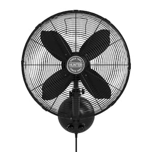 Classic 16 in. 3-Speed Wall Fan in Matte Black with Oscillation and Adjustable Head