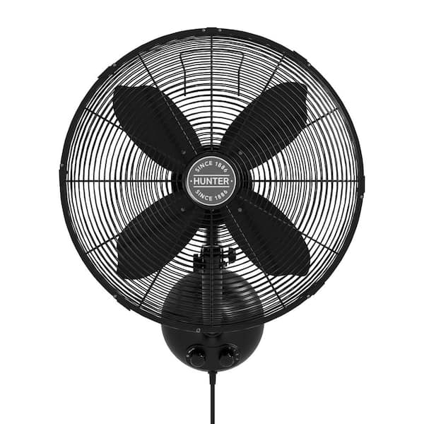 Hunter Classic 16 in. 3-Speed Wall Fan in Matte Black with Oscillation and Adjustable Head