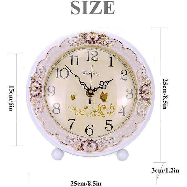 Aoibox Vintage Table Clock, Retro Non-Ticking European Style