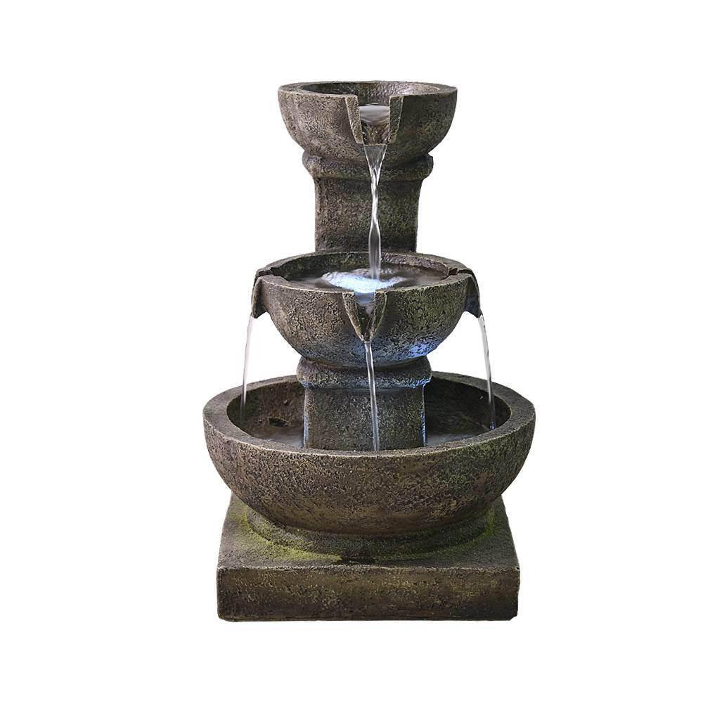 Cisvio 16 In H Outdoor Water Fountain Tiered With LED Light Modern   Freestanding Fountains D0102hp68cw 64 1000 