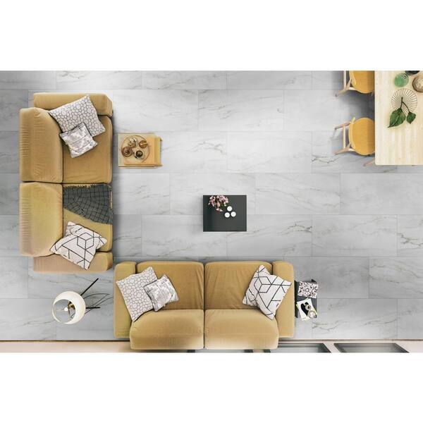 White MSI Calacatta Consilio LVT Rigid Core Vinyl Flooring Click