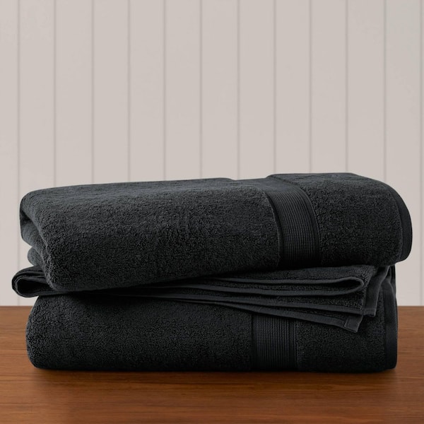 800 GSM 2-Piece Black 100% Cotton Absorbent Bath Towel Set