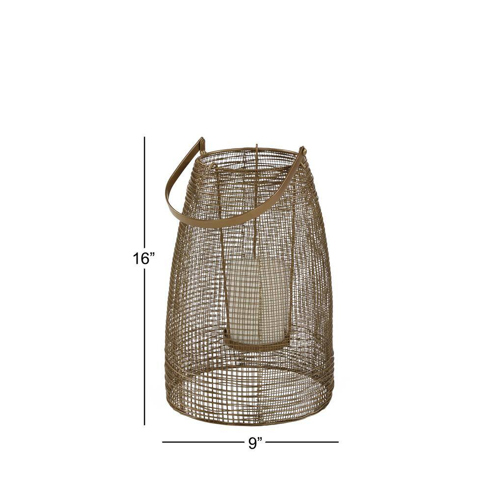 Gold Metal Hanging Hurricane Candle Lantern